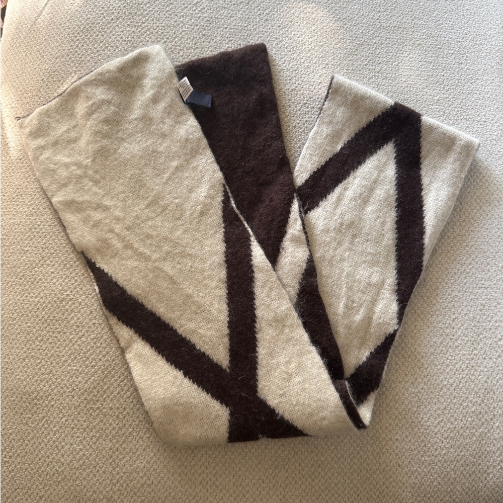 Gap Brown and Ivory Wool Blend Scarf